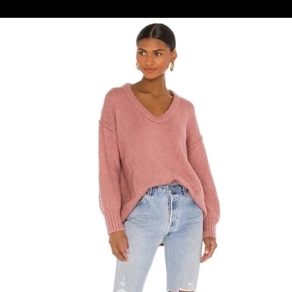 Free People Alpine Rose Oversized Chunky Off The Shoulder Sweater